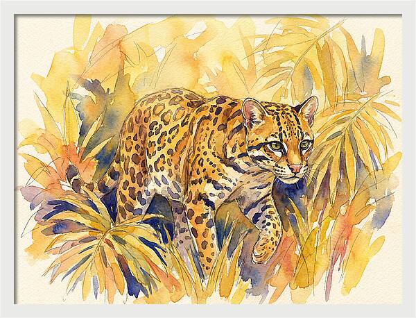 Ocelot Among Tropical Foliage