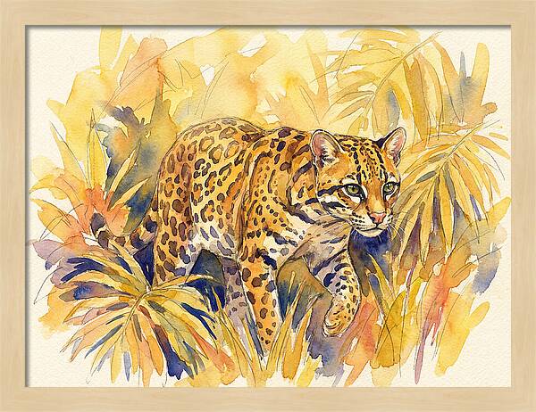 Ocelot Among Tropical Foliage