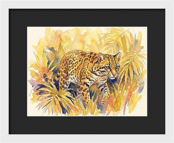 Ocelot Among Tropical Foliage