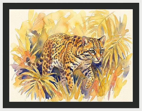 Ocelot Among Tropical Foliage