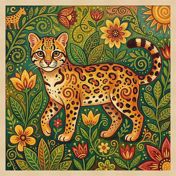 Ocelot Among Vibrant Flora
