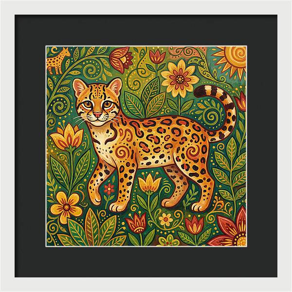Ocelot Among Vibrant Flora