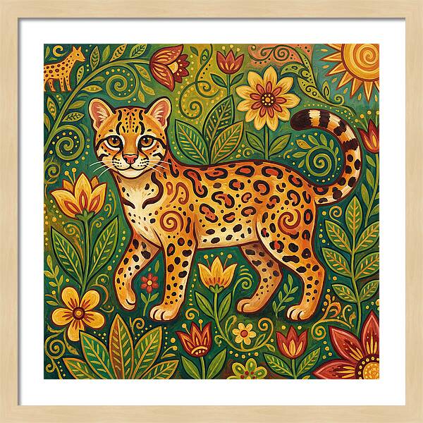 Ocelot Among Vibrant Flora