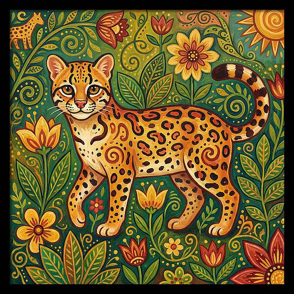 Ocelot Among Vibrant Flora