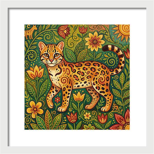 Ocelot Among Vibrant Flora