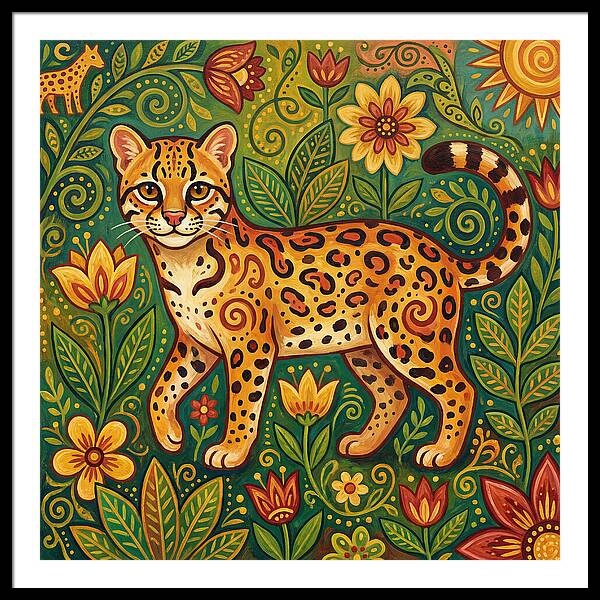 Ocelot Among Vibrant Flora