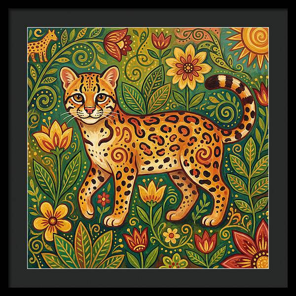 Ocelot Among Vibrant Flora