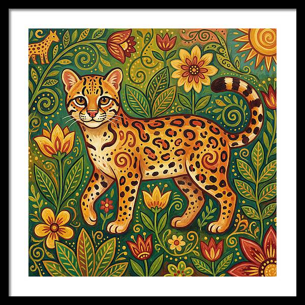 Ocelot Among Vibrant Flora
