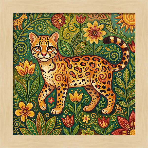 Ocelot Among Vibrant Flora