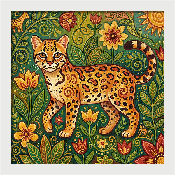 Ocelot Among Vibrant Flora