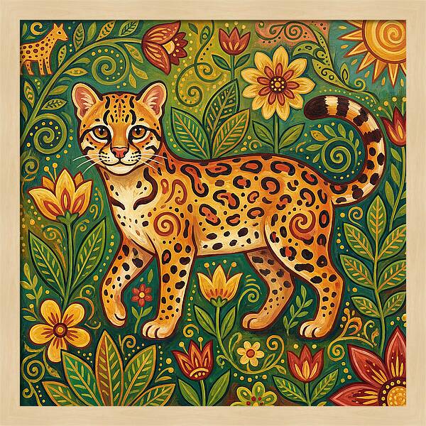 Ocelot Among Vibrant Flora