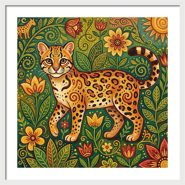Ocelot Among Vibrant Flora