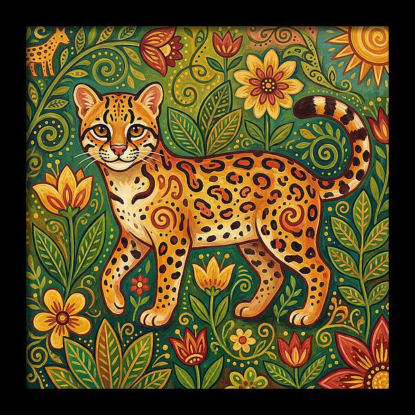 Ocelot Among Vibrant Flora