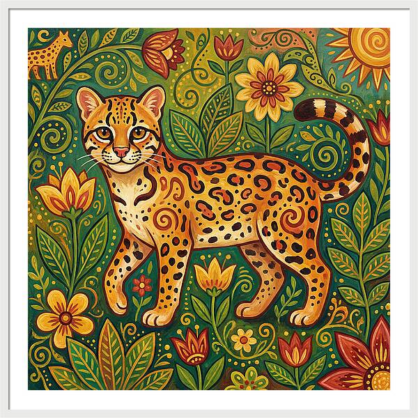 Ocelot Among Vibrant Flora