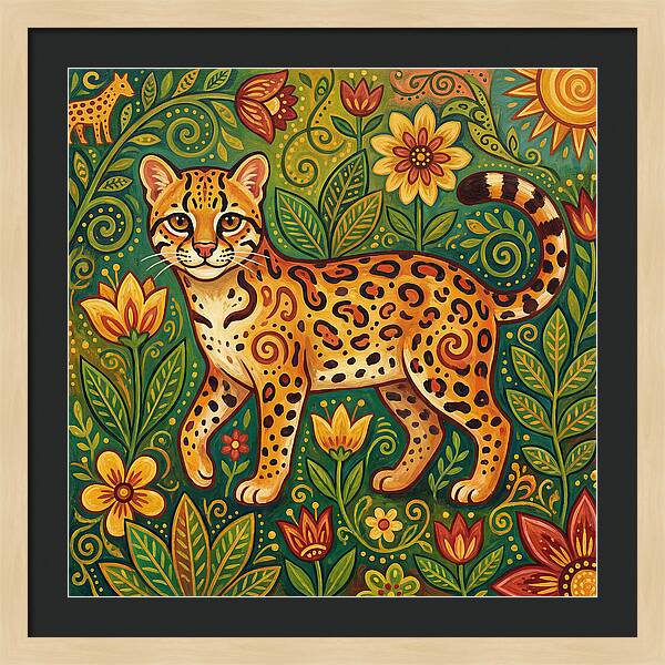 Ocelot Among Vibrant Flora