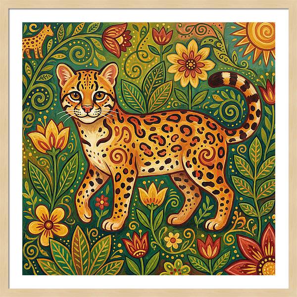 Ocelot Among Vibrant Flora