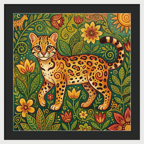 Ocelot Among Vibrant Flora