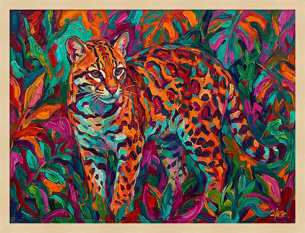 Ocelot In Vibrant Jungle