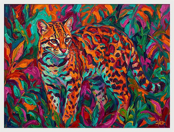 Ocelot In Vibrant Jungle