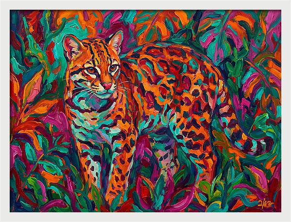 Ocelot In Vibrant Jungle