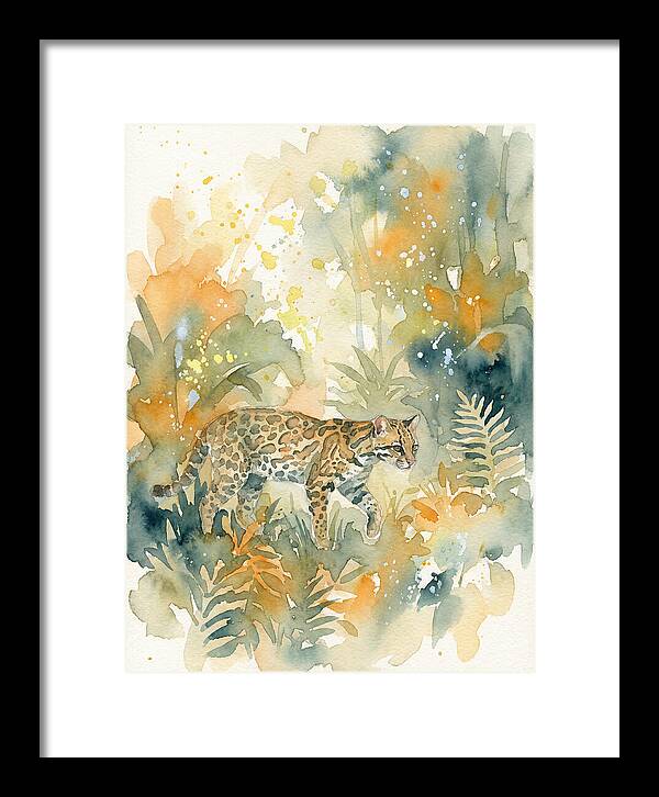 Ocelot In Watercolor Wilderness