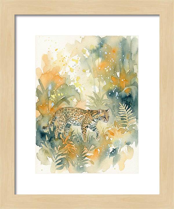 Ocelot In Watercolor Wilderness