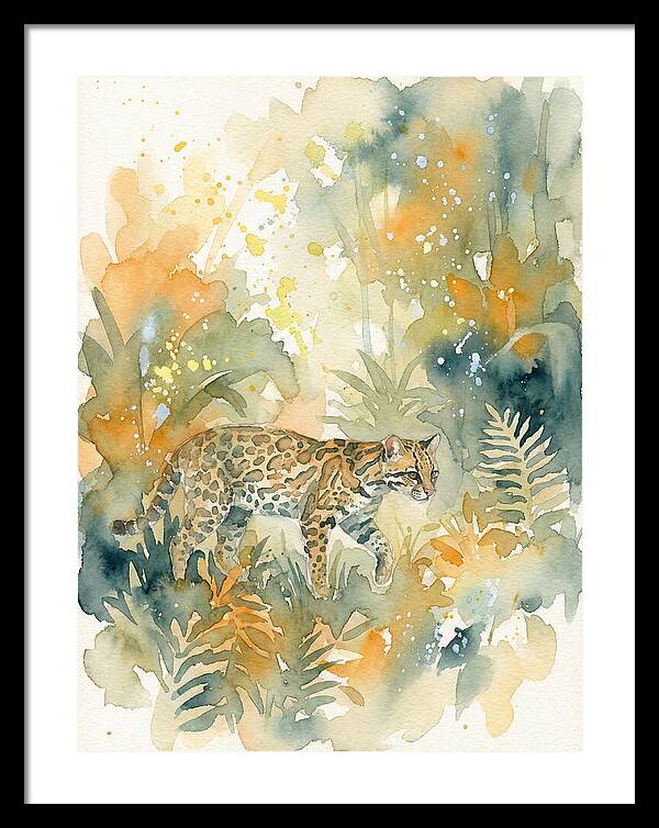 Ocelot In Watercolor Wilderness