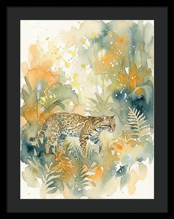 Ocelot In Watercolor Wilderness