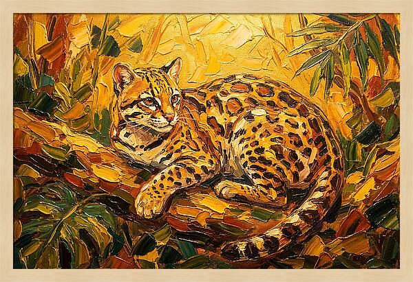 Ocelot Relaxing In Nature