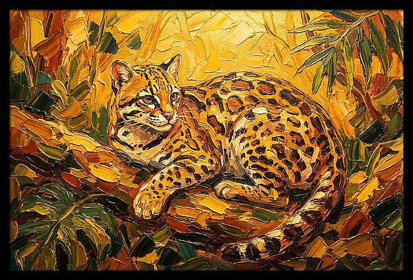 Ocelot Relaxing In Nature