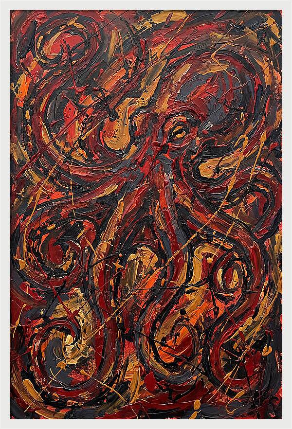 Octopus In Fiery Swirls