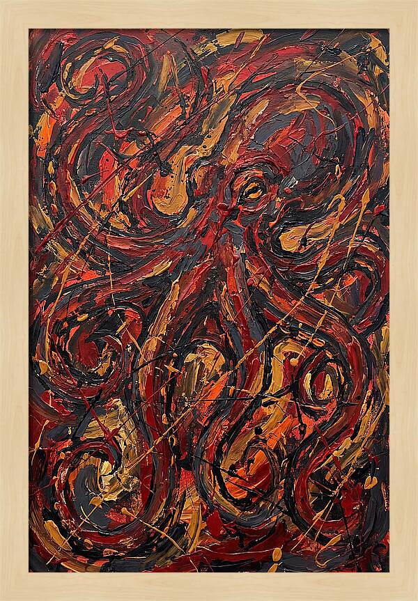 Octopus In Fiery Swirls