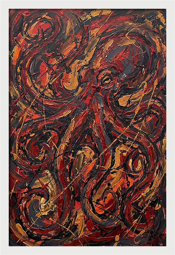 Octopus In Fiery Swirls