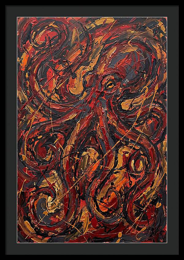 Octopus In Fiery Swirls
