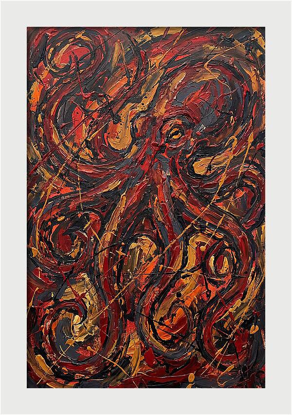 Octopus In Fiery Swirls