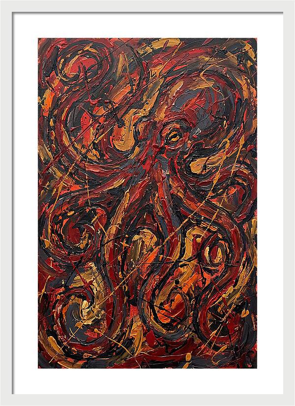 Octopus In Fiery Swirls