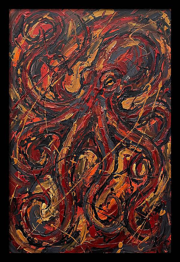 Octopus In Fiery Swirls
