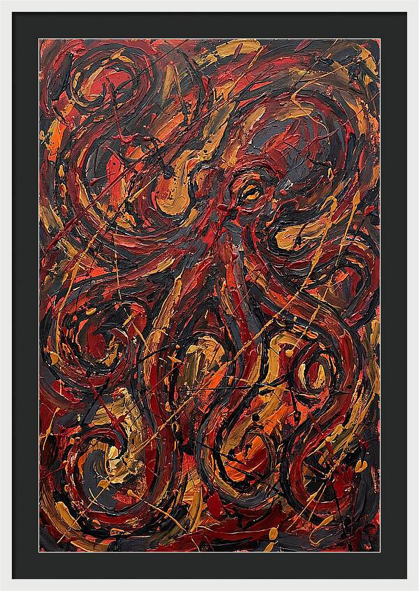 Octopus In Fiery Swirls
