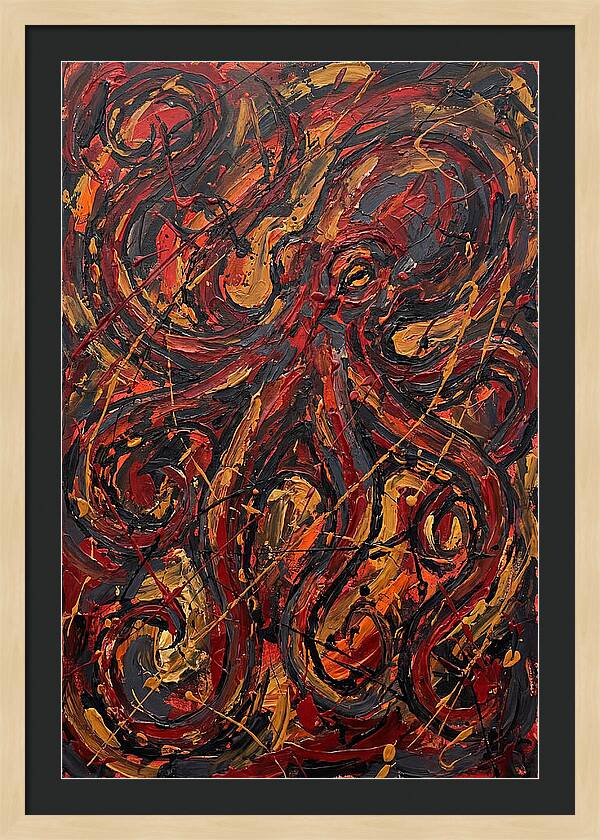 Octopus In Fiery Swirls