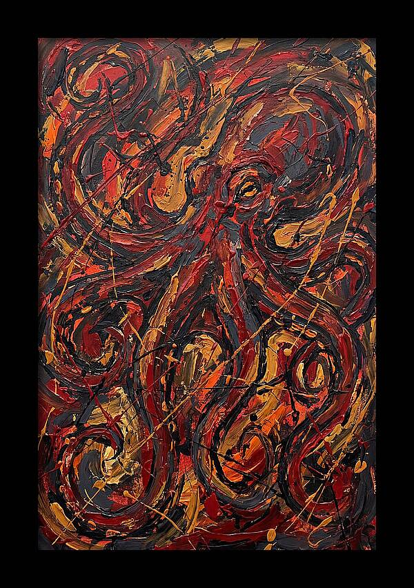 Octopus In Fiery Swirls
