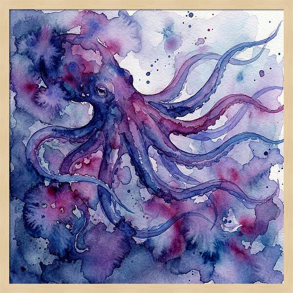 Octopus In Watercolor Dreamscape