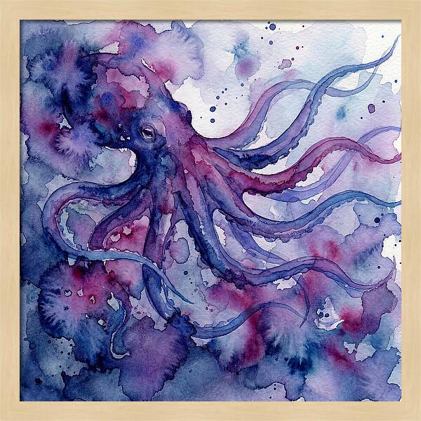 Octopus In Watercolor Dreamscape