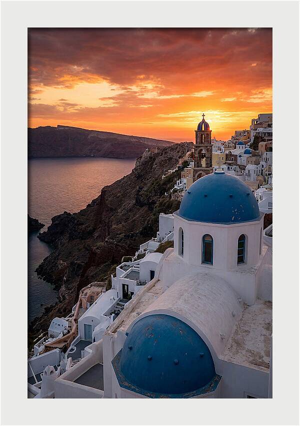 Oia Village At Golden Hour