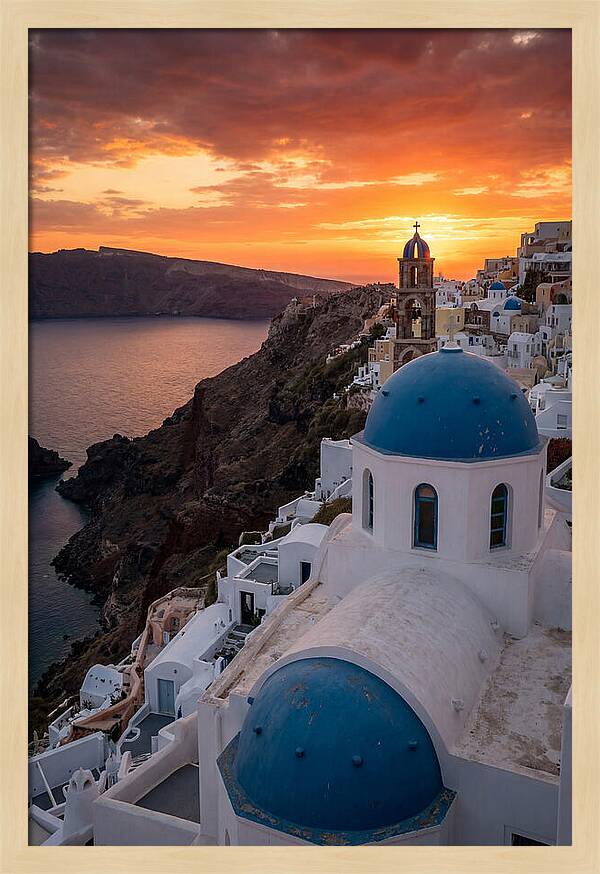 Oia Village At Golden Hour