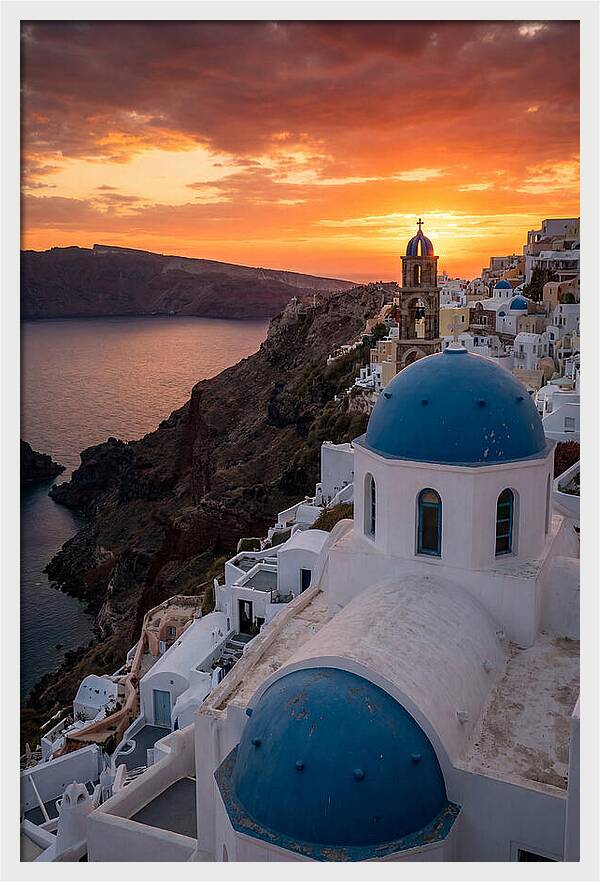Oia Village At Golden Hour