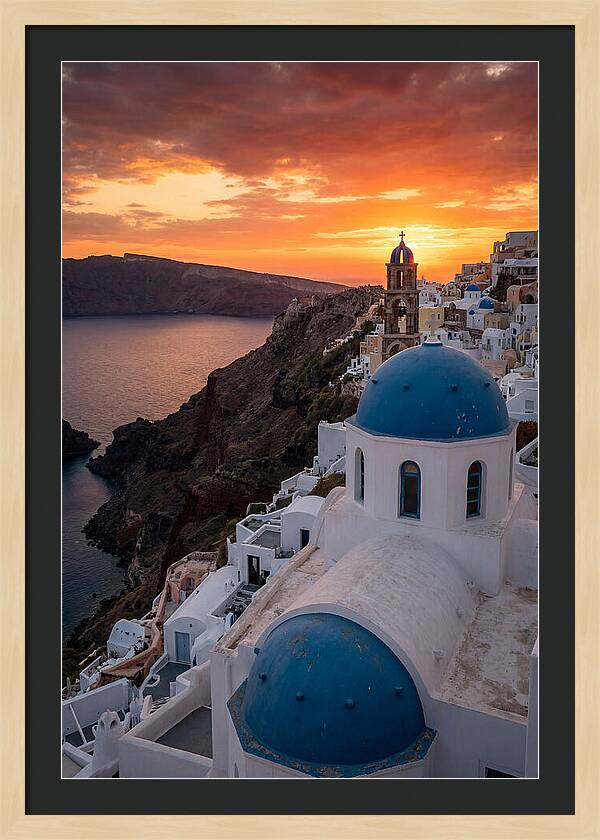 Oia Village At Golden Hour