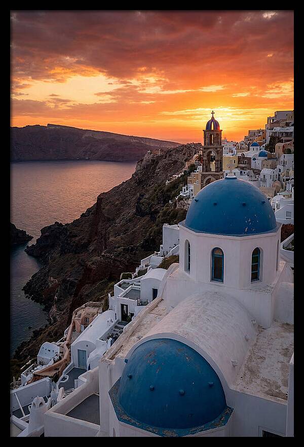 Oia Village At Golden Hour