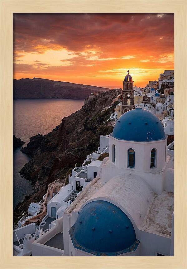 Oia Village At Golden Hour