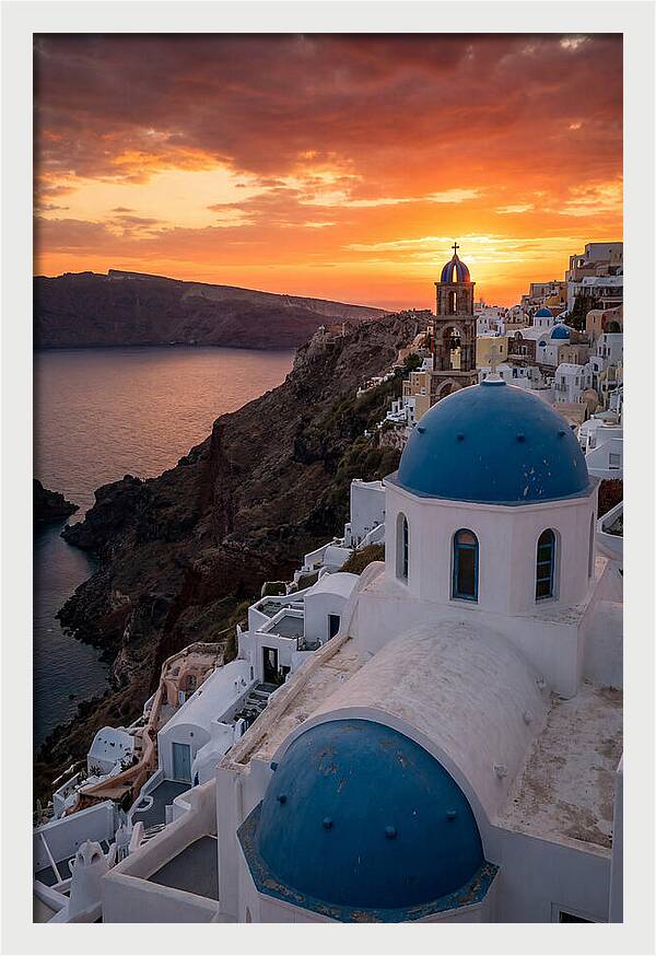Oia Village At Golden Hour