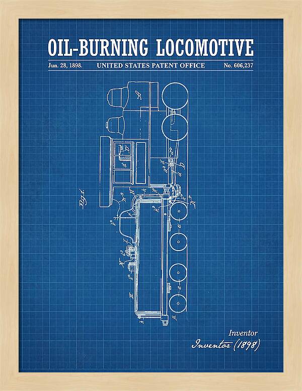 Oil Burning Locomotive Blueprint Patent Us606237